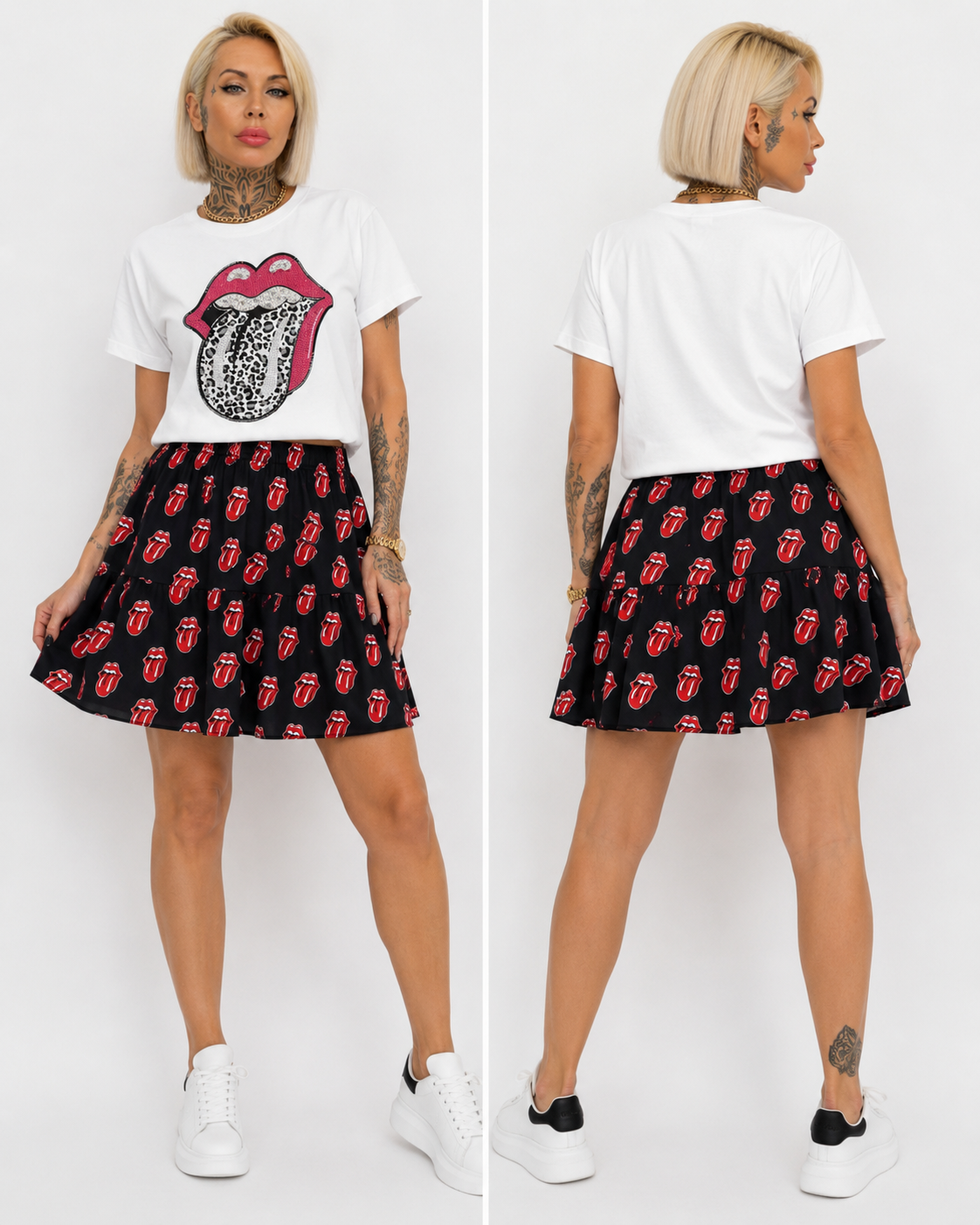 Camiseta Lengua con Brillo y Perlas