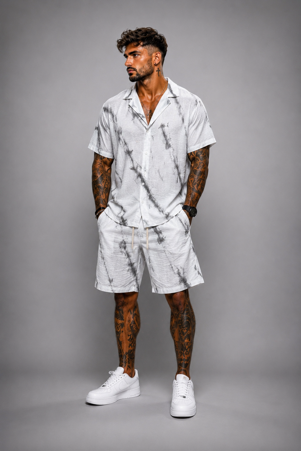 Conjunto Hombre Camisa y Bermuda Estampado