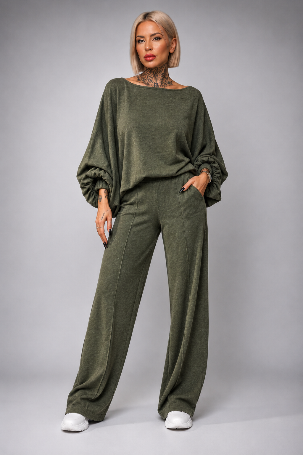 Conjunto Manga Murciélago Con Pantalón Ancho