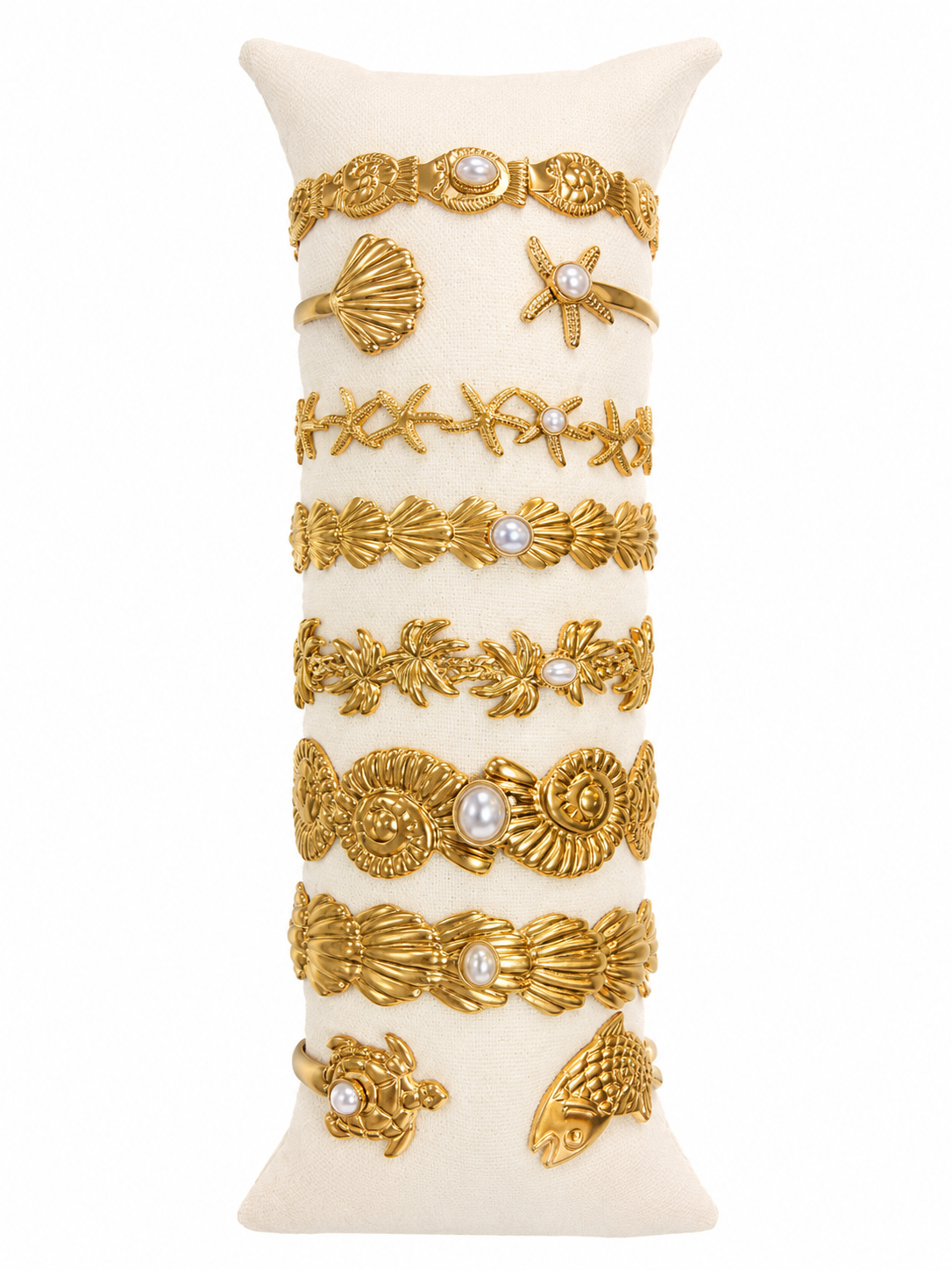 Pulsera Dorada con Perlas e Inspiración Marina