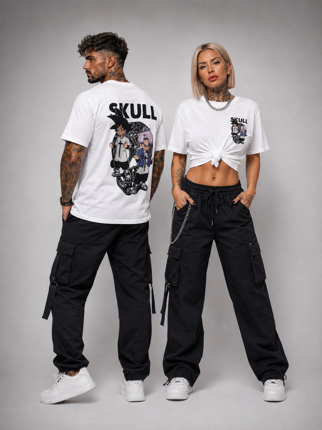 Camiseta Skull Anime Blanca Unisex