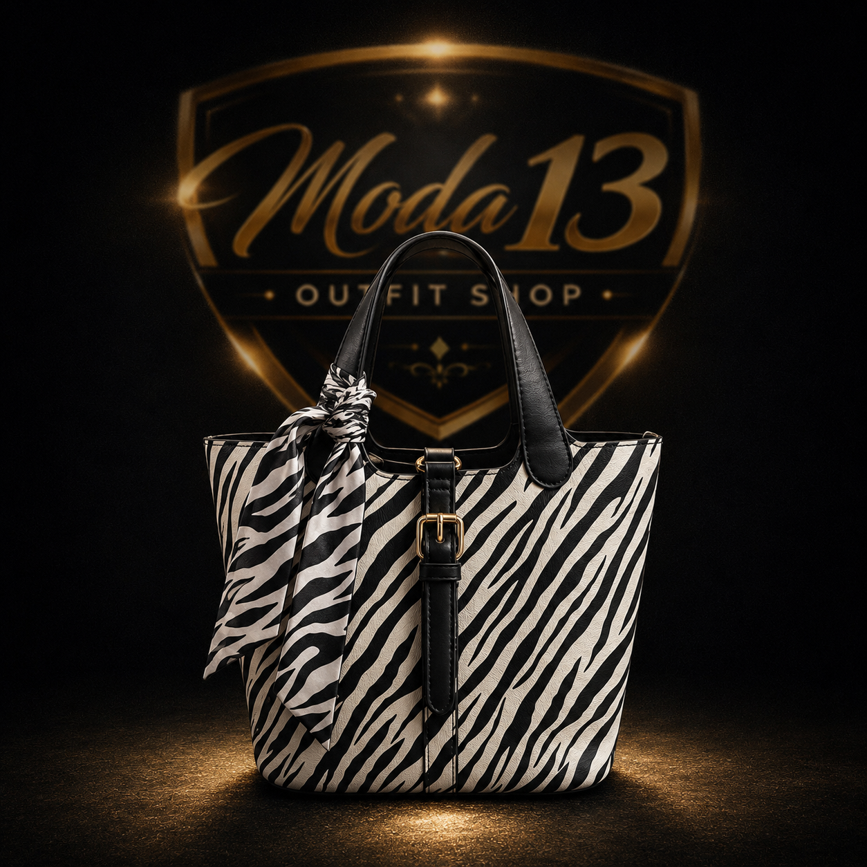 Bolso Animal Print con Pañuelo Decorativo