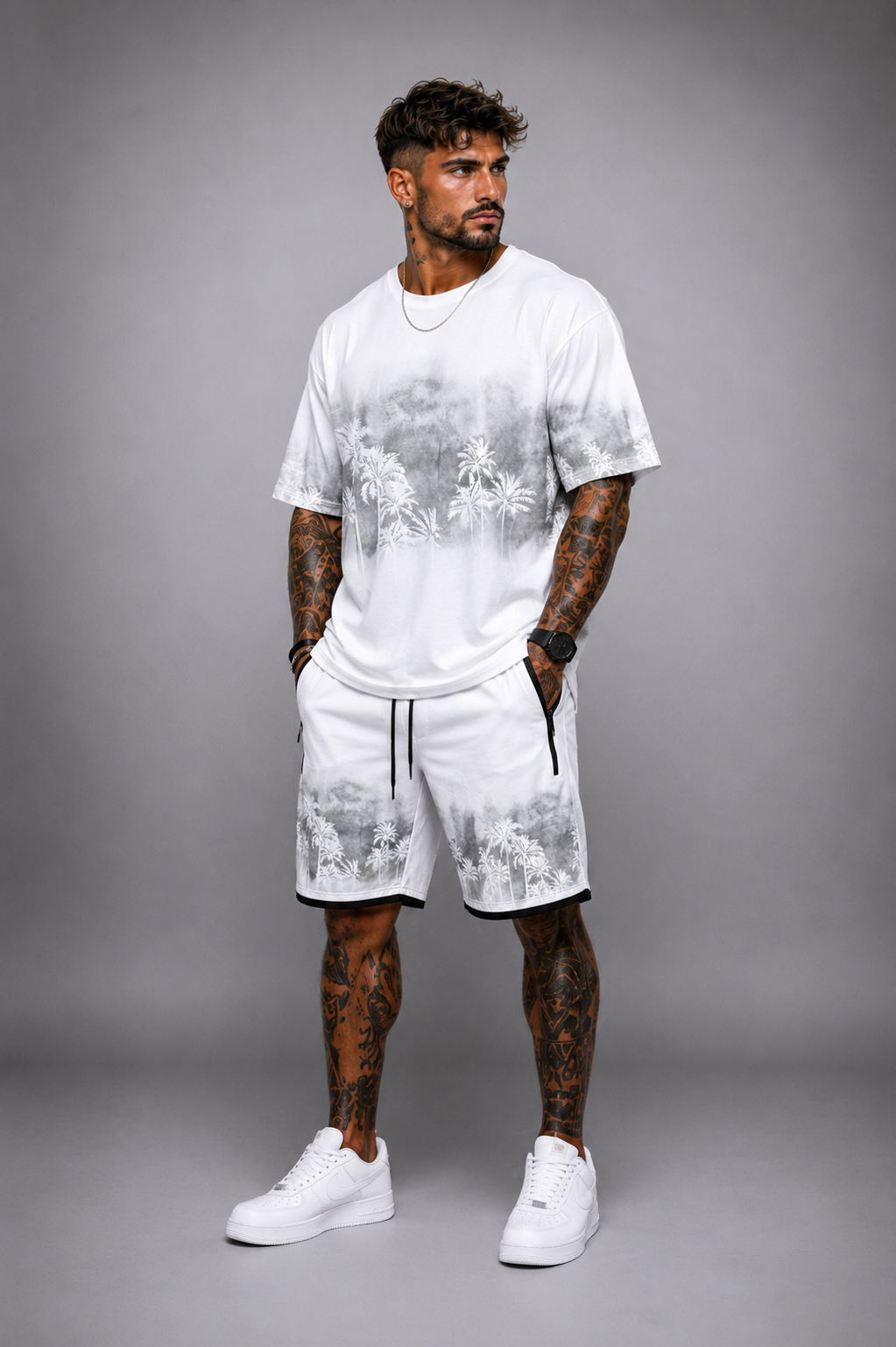 Conjunto Hombre Palmeras Camiseta y Bermuda