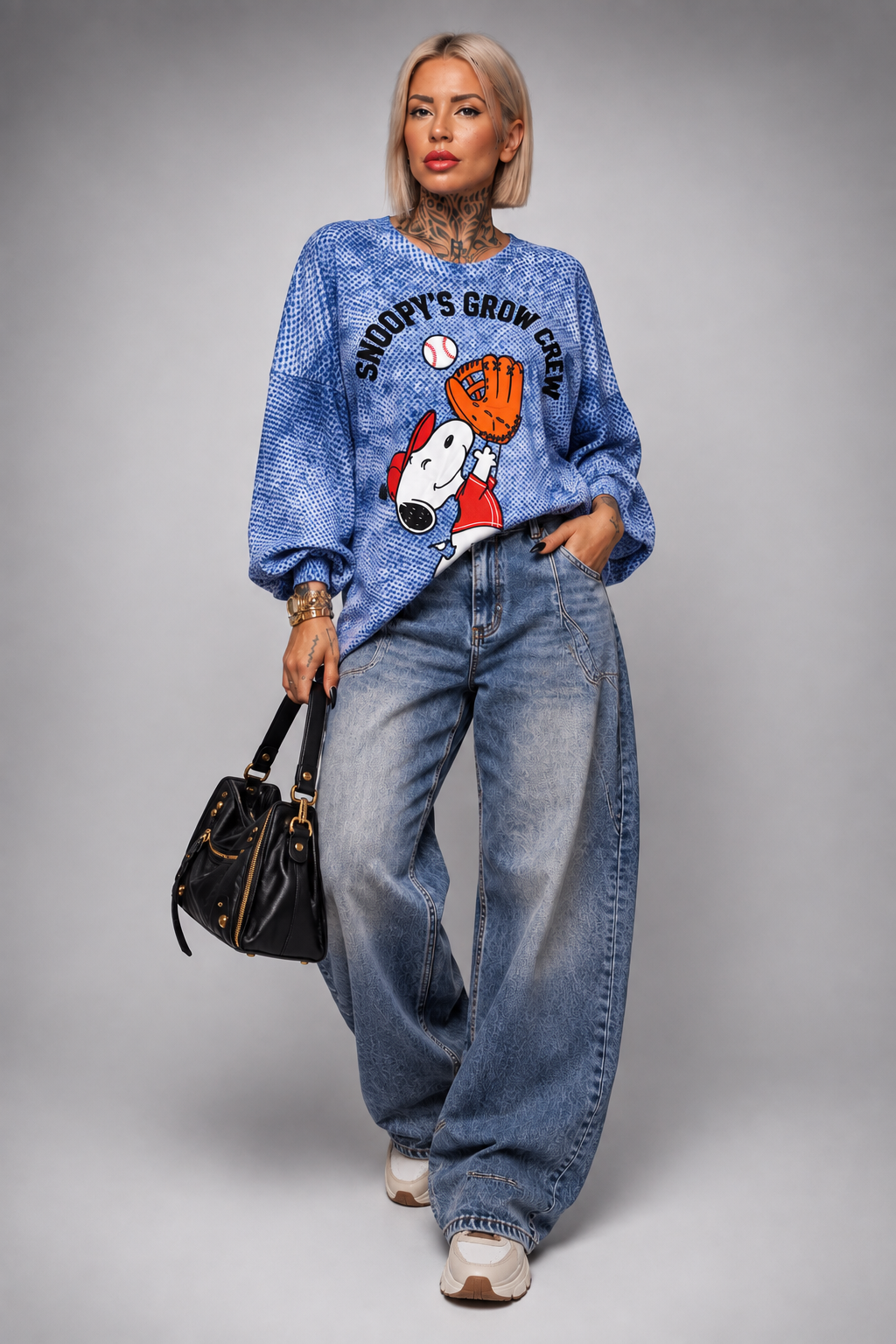Camiseta Oversize Snoopy Baseball