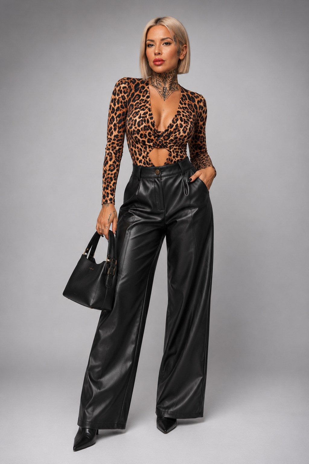 Body de licra fría animal print con abertura