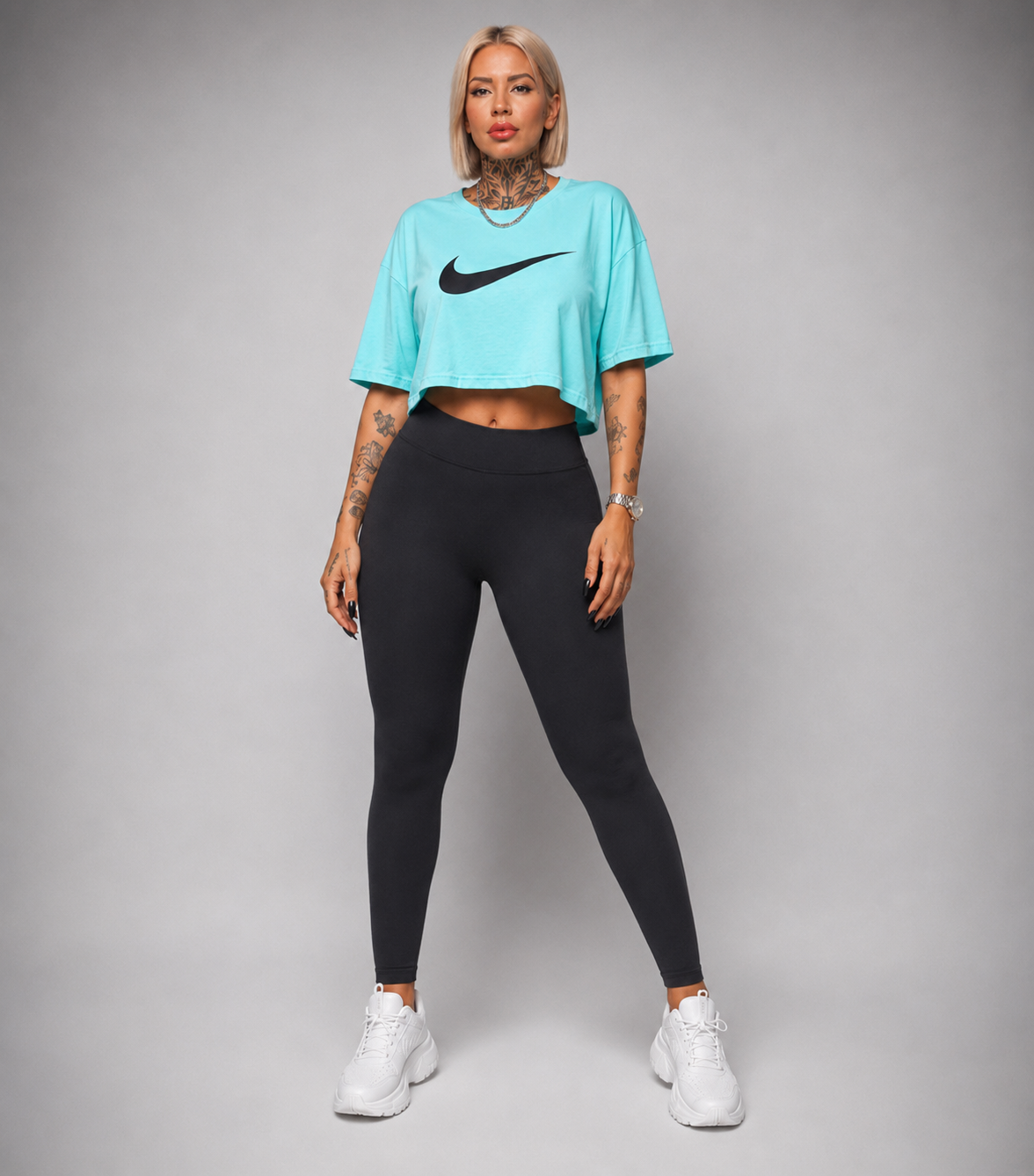 Conjunto Sport Camiseta Crop + Malla de Compresión