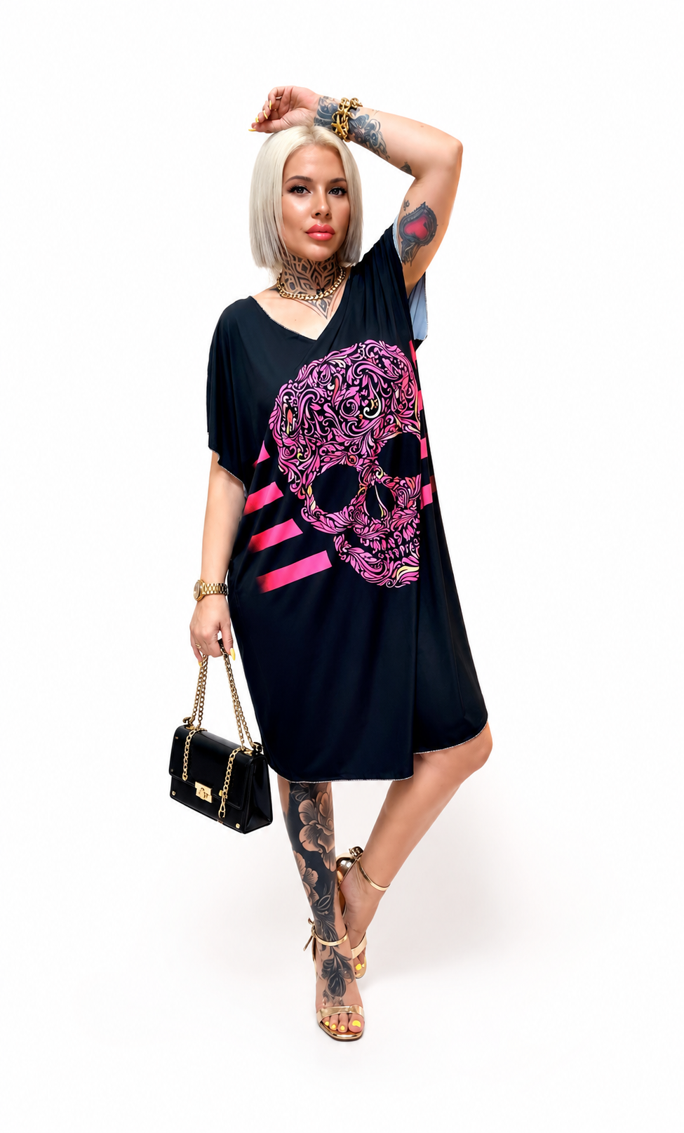 Vestido de Punto Frío Calavera Fucsia