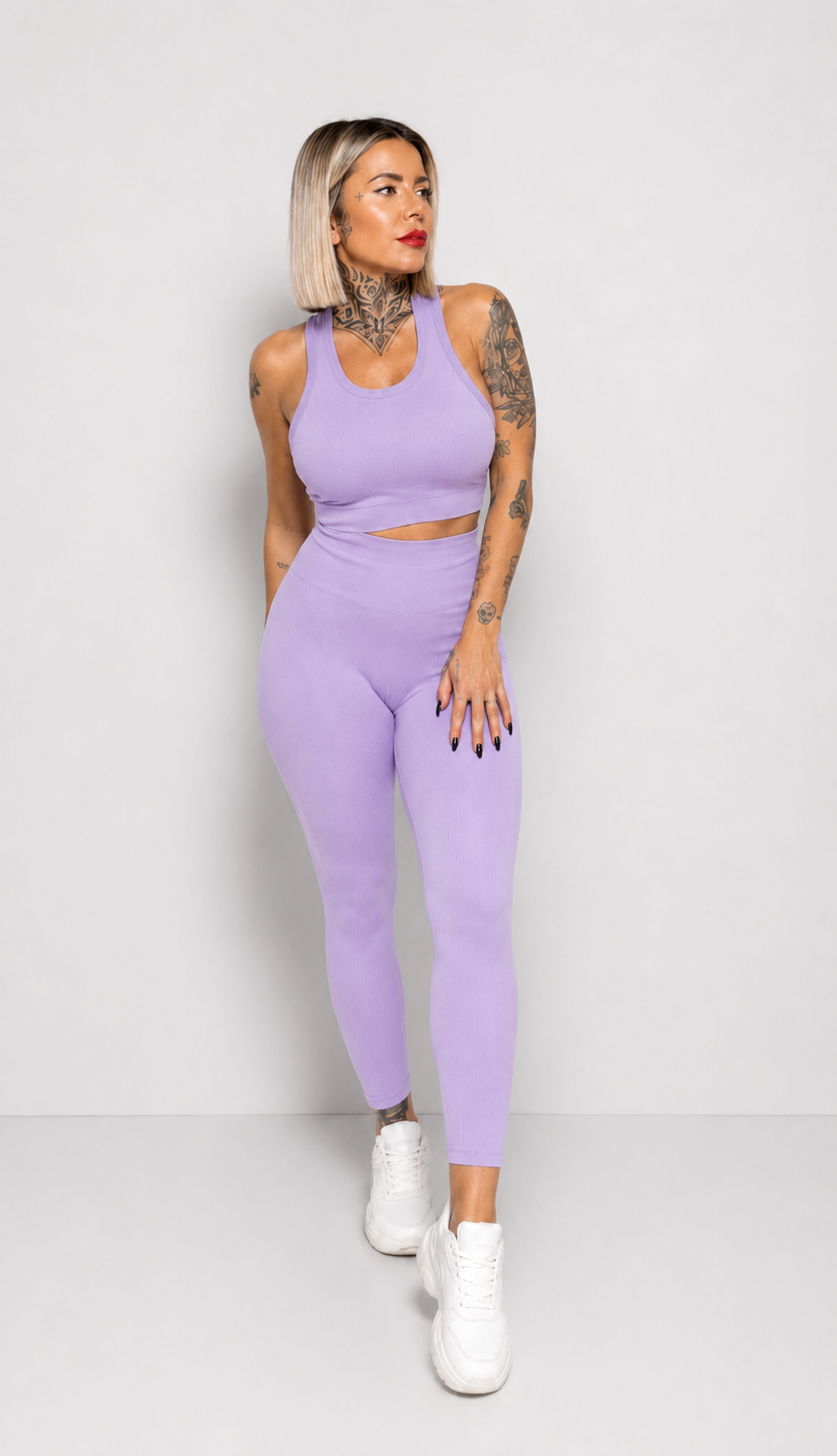 Conjunto Sport de Canalé con Top de Cascos y Leggings