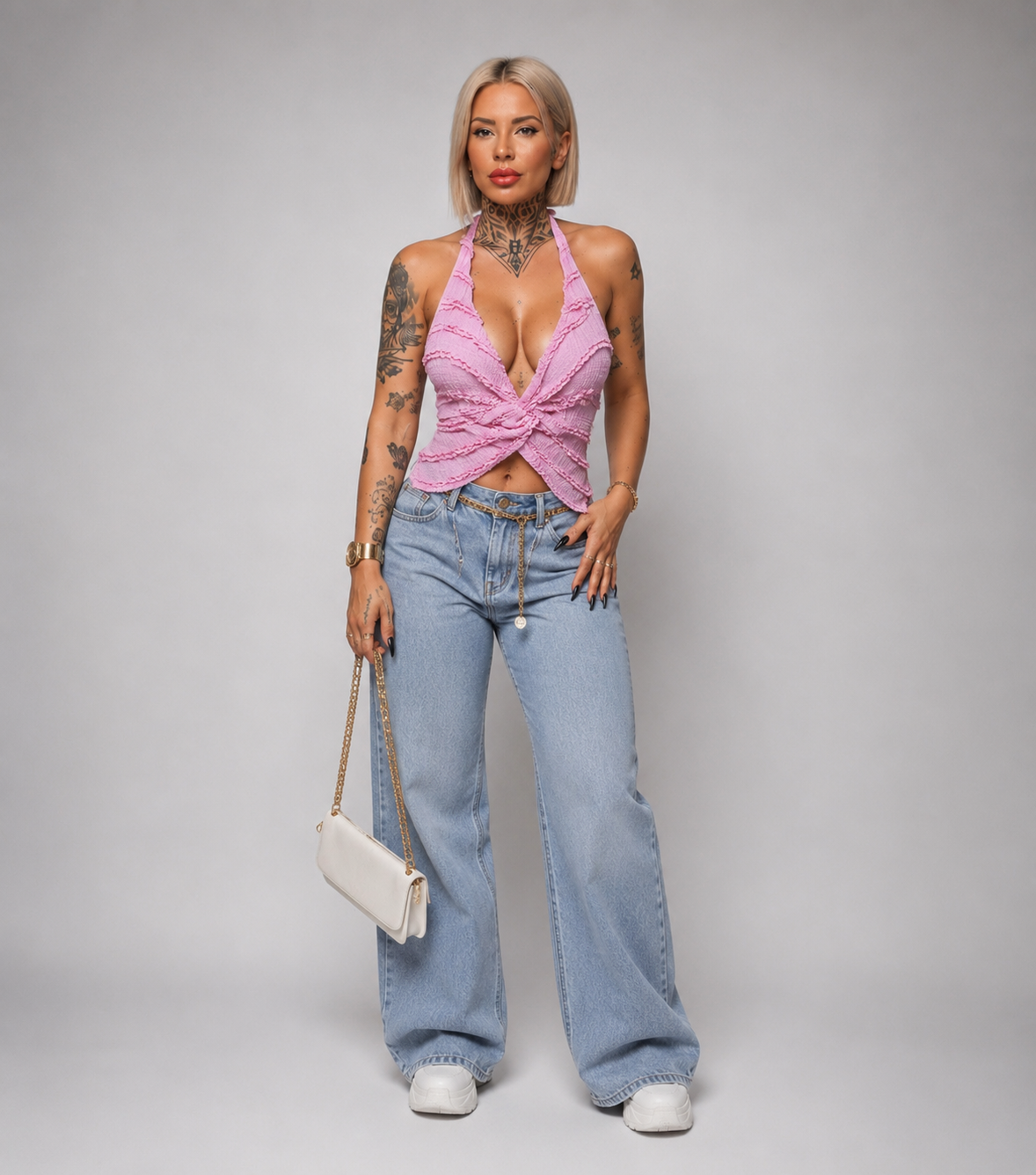 Top Halter Texturizado con Nudo