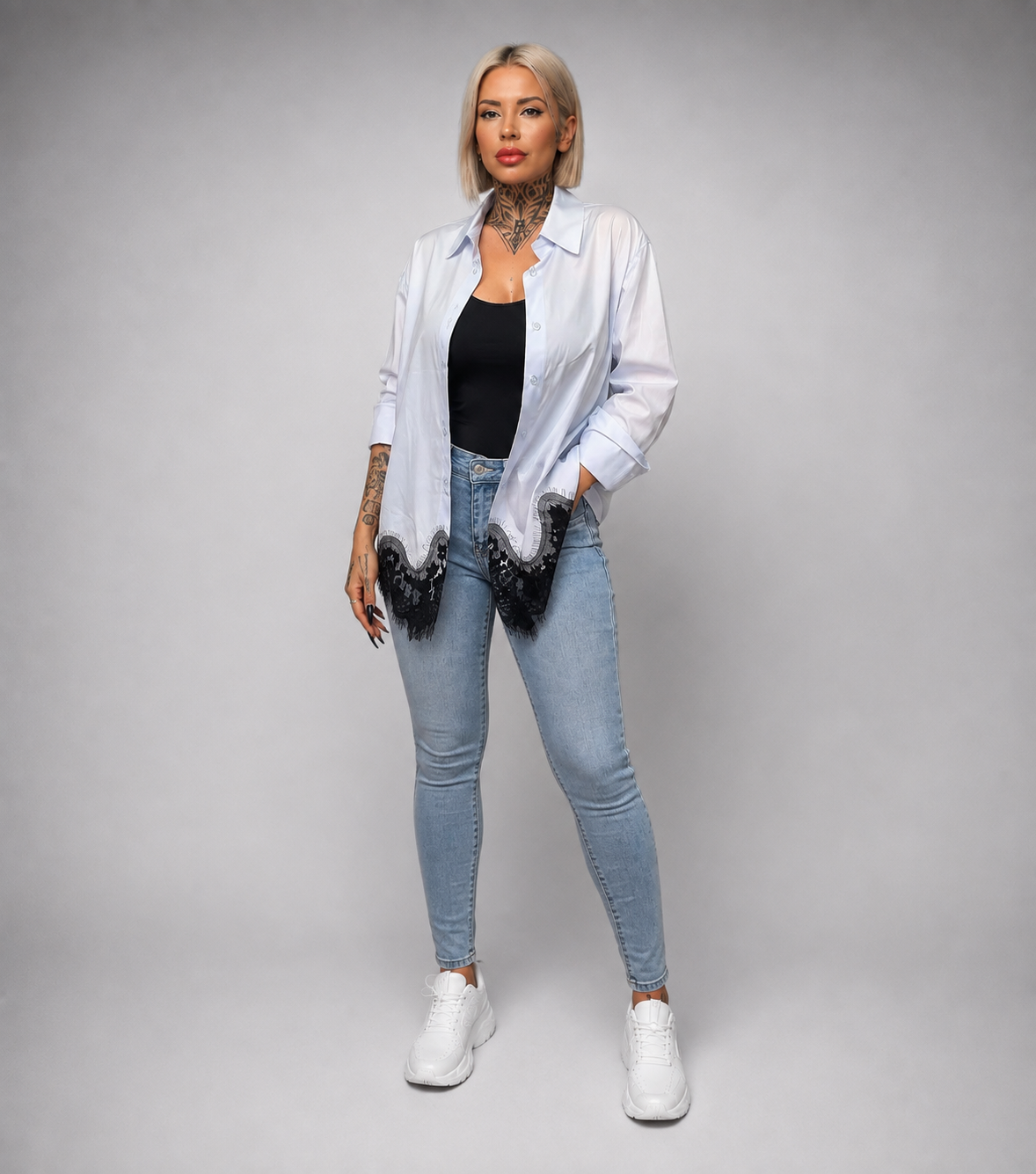 Camisa Lencera de Algodón con Encaje