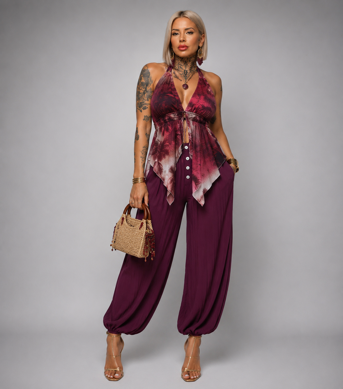 Top Halter Estampado Tropical