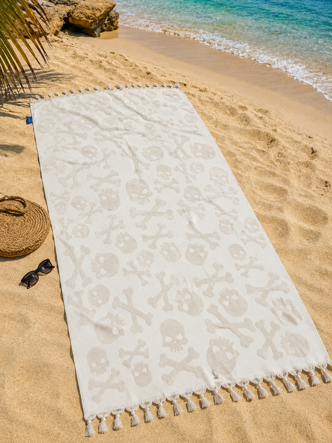 Toalla de Playa 100% Algodón Egipto con Flecos