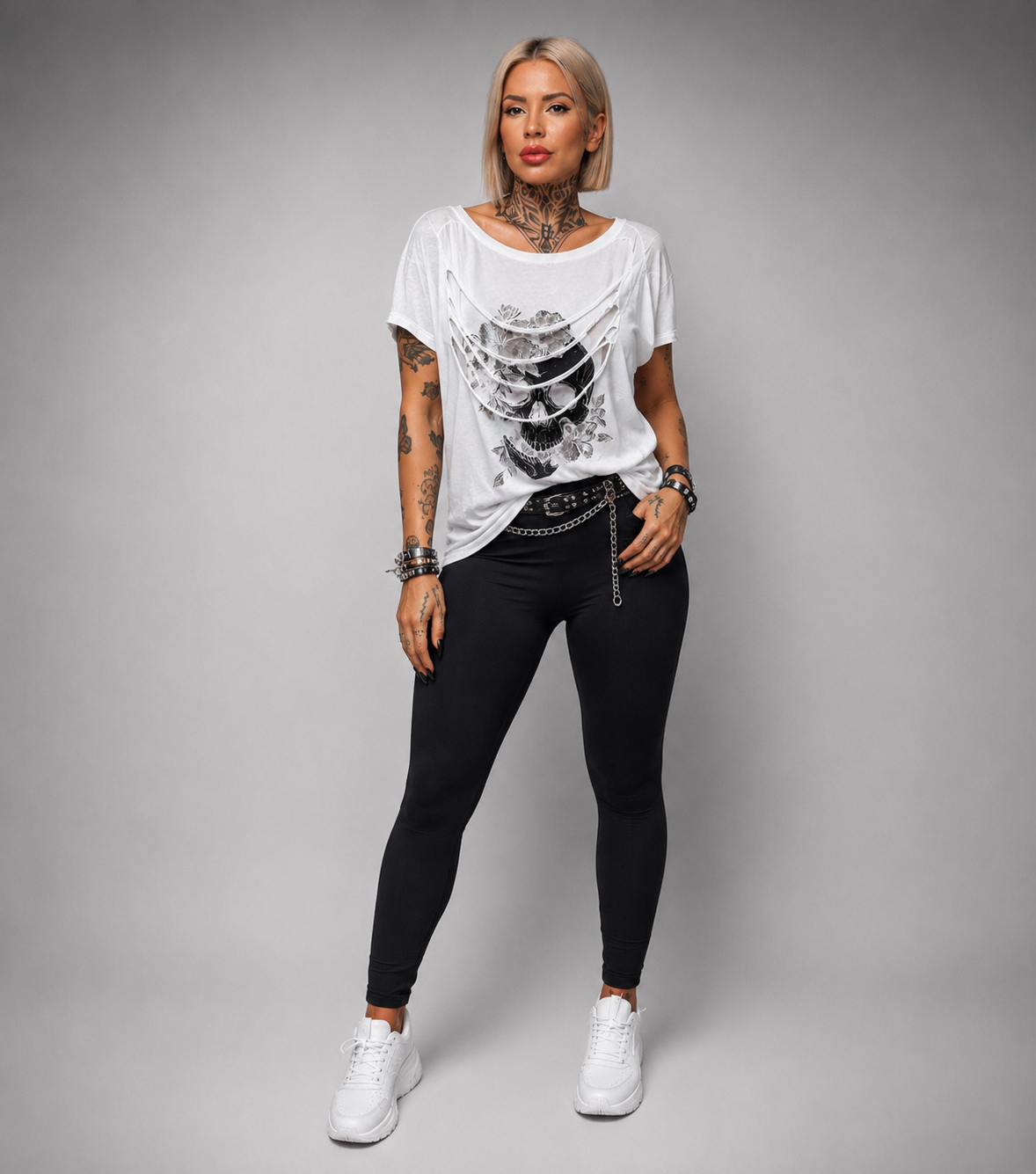 Camiseta Larga Calavera Cut