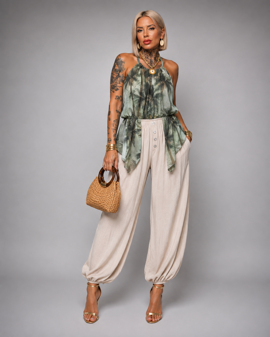 Top Halter Estampado Tropical