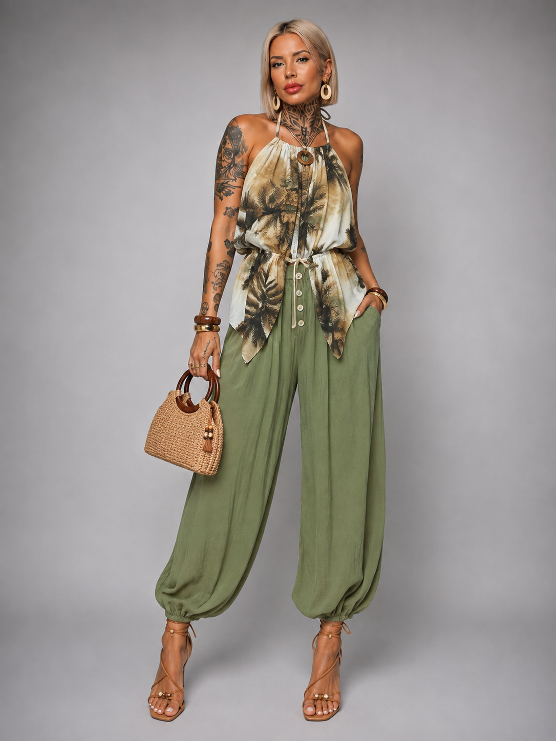 Top Halter Estampado Tropical