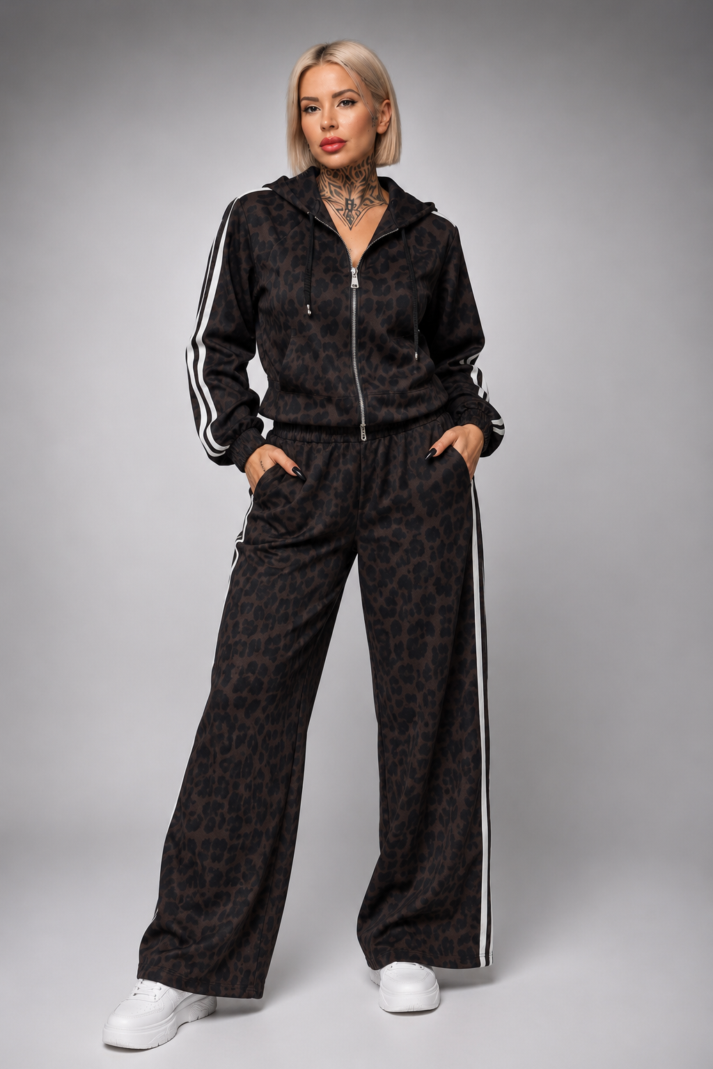 Conjunto Chándal Animal Print Con Cremallera