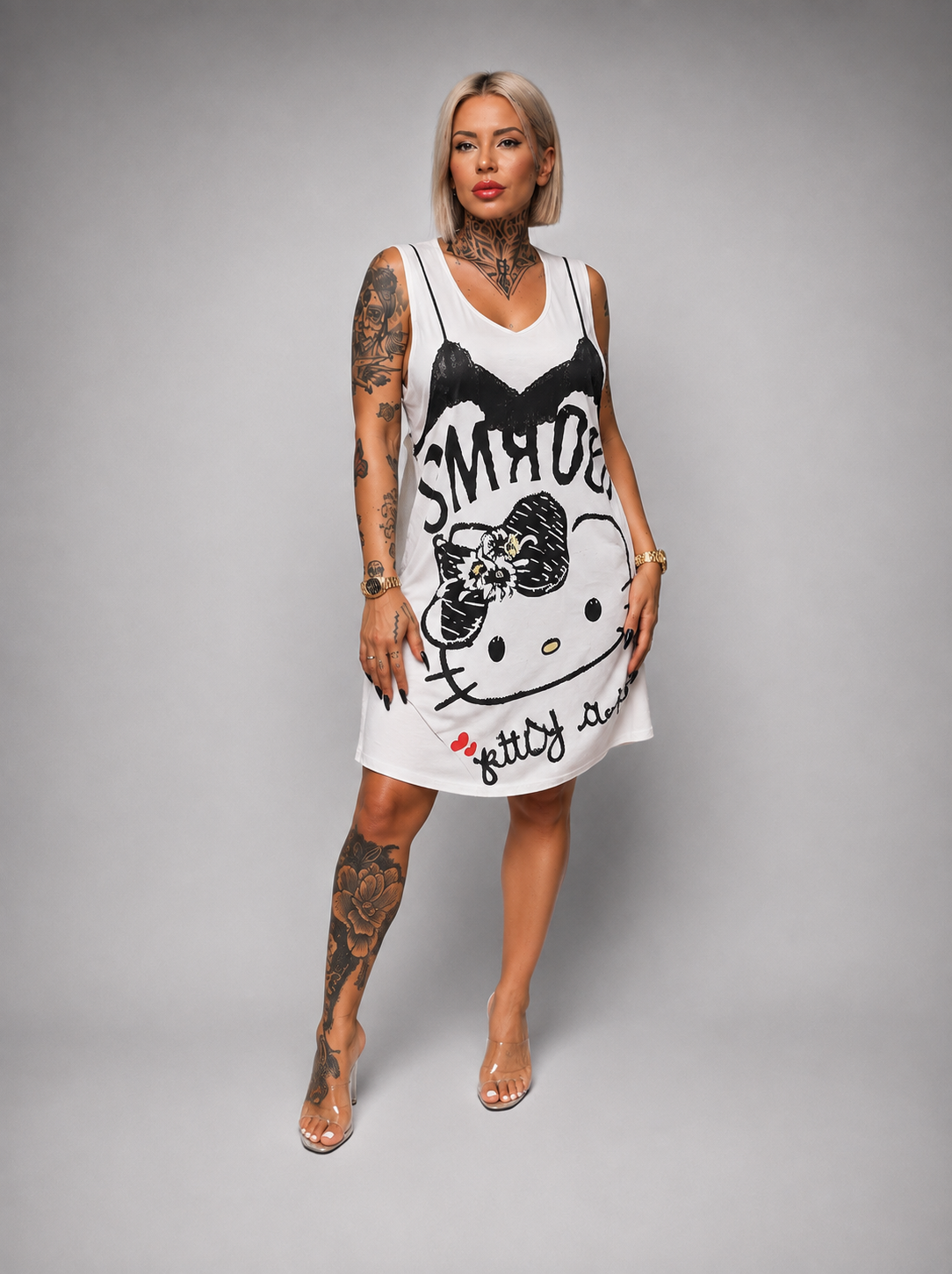 Vestido Blanco Estampado Lencero de Licra Fría