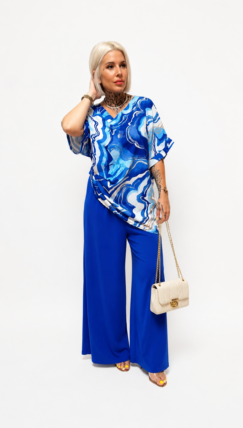 Conjunto Estampado Mármol con Pantalón Fluido