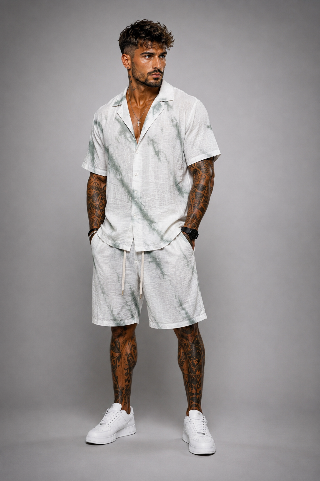 Conjunto Hombre Camisa y Bermuda Estampado