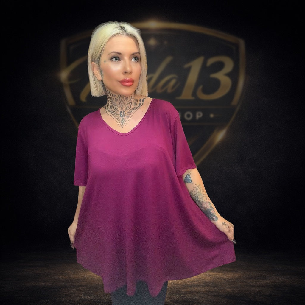 Camiseta Básica Cuello Pico Buganvilla