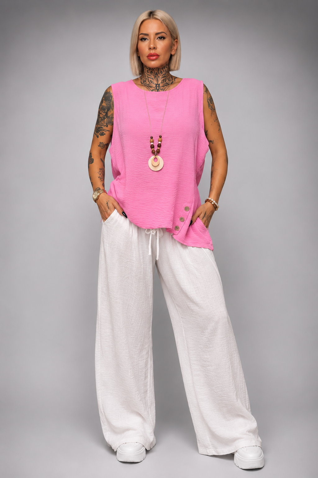 Blusa Fluida Oversize con Colgante