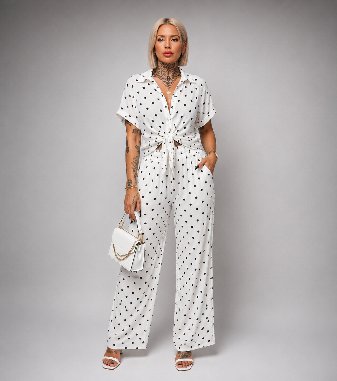 Conjunto Lunares Camisa y Pantalón