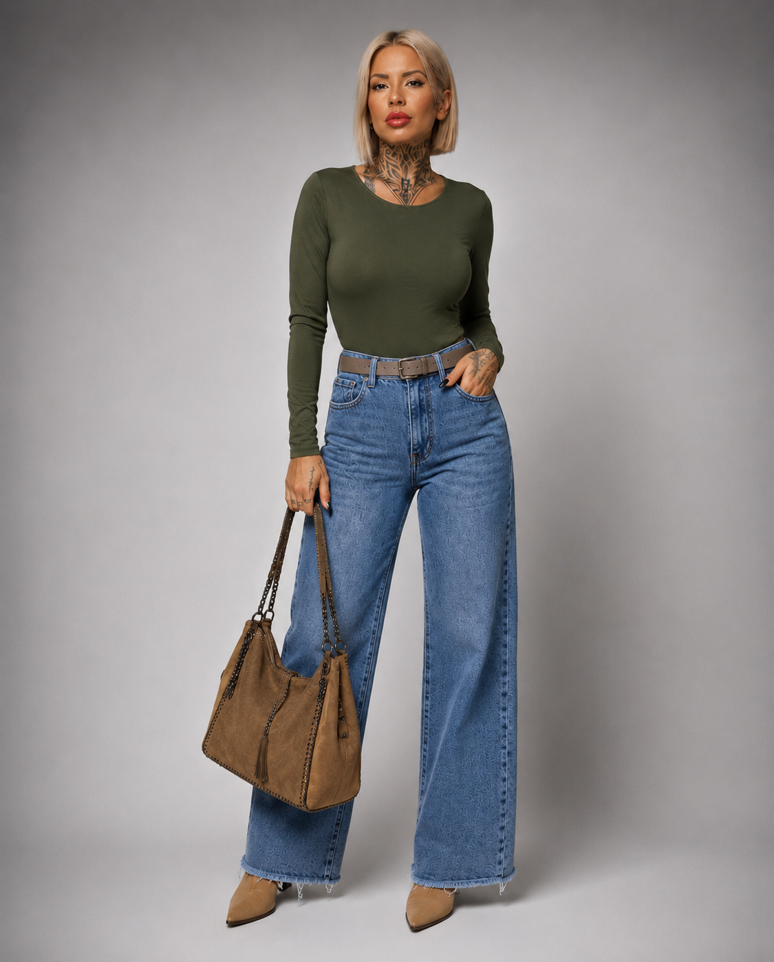 Jeans Wide Leg de Tiro Alto
