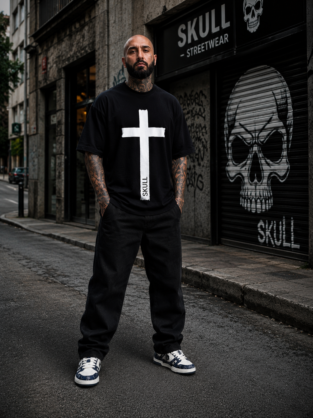 Camiseta Skull Cruz Larga