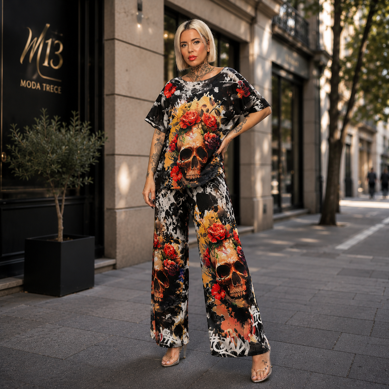 Conjunto Punto Frío Calavera Floral