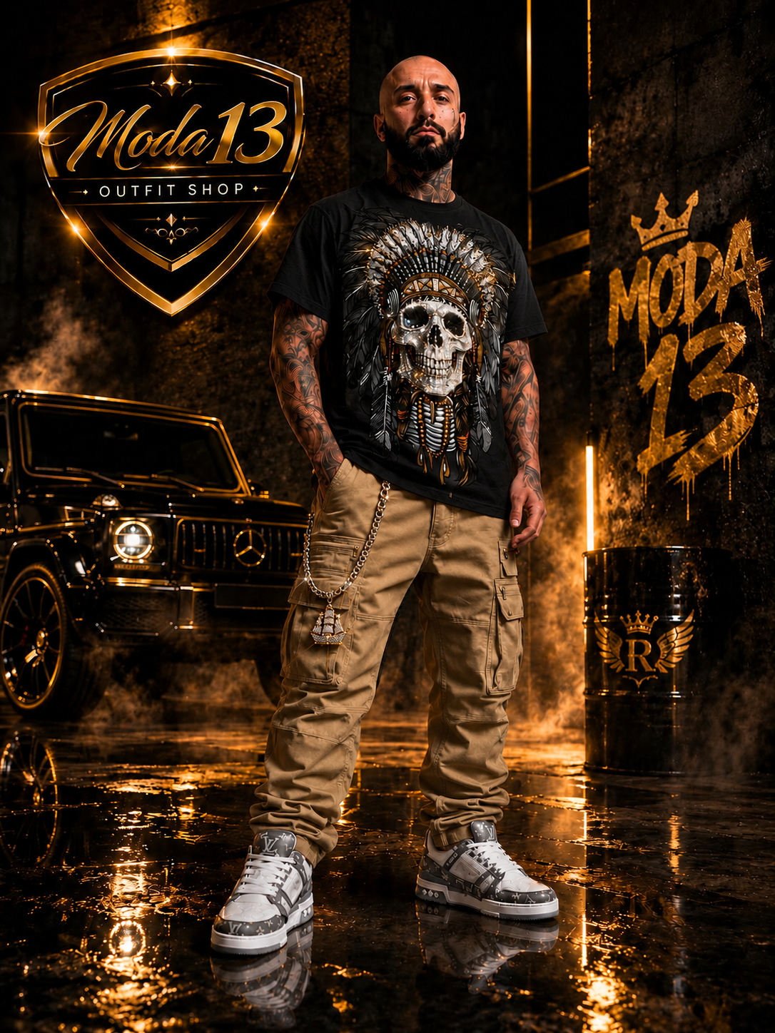 Camiseta Calavera Indio Brilli