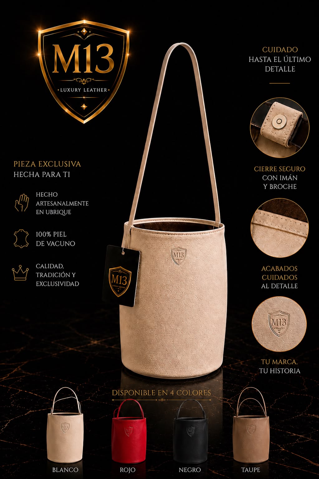 Bolso Artesanal de Piel Vacuno M13 – Hecho en Ubrique