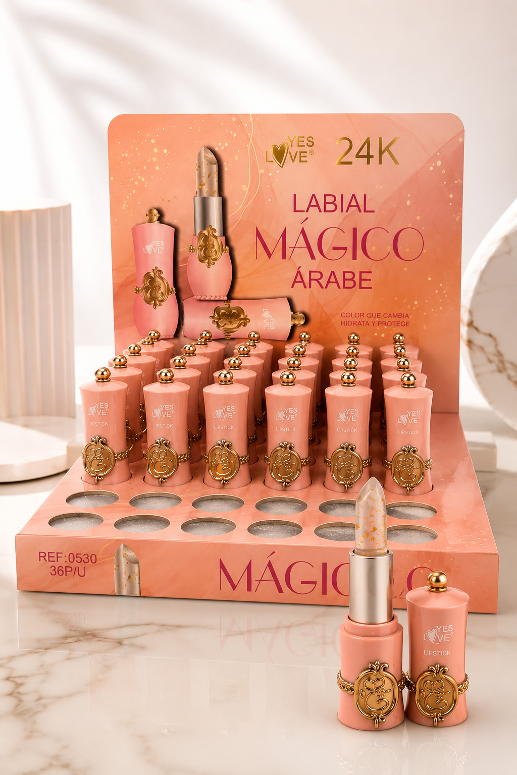Labial Mágico Árabe 24K – Bálsamo Labial Hidratante con Cambio de Color