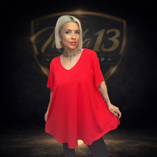Camiseta Básica Cuello Pico Roja