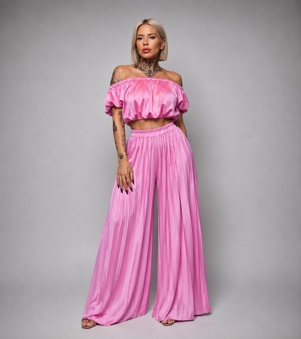 Conjunto Top Bardot y Pantalón Fluido