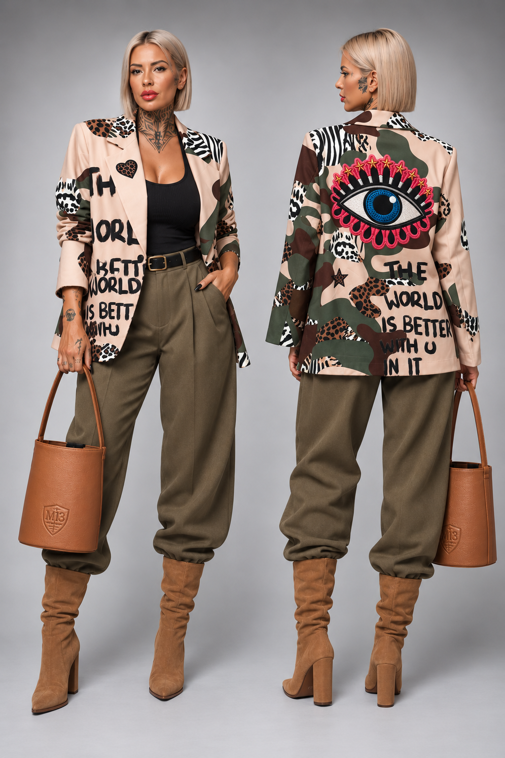 Americana Oversize Animal Print con Ojo Multicolor