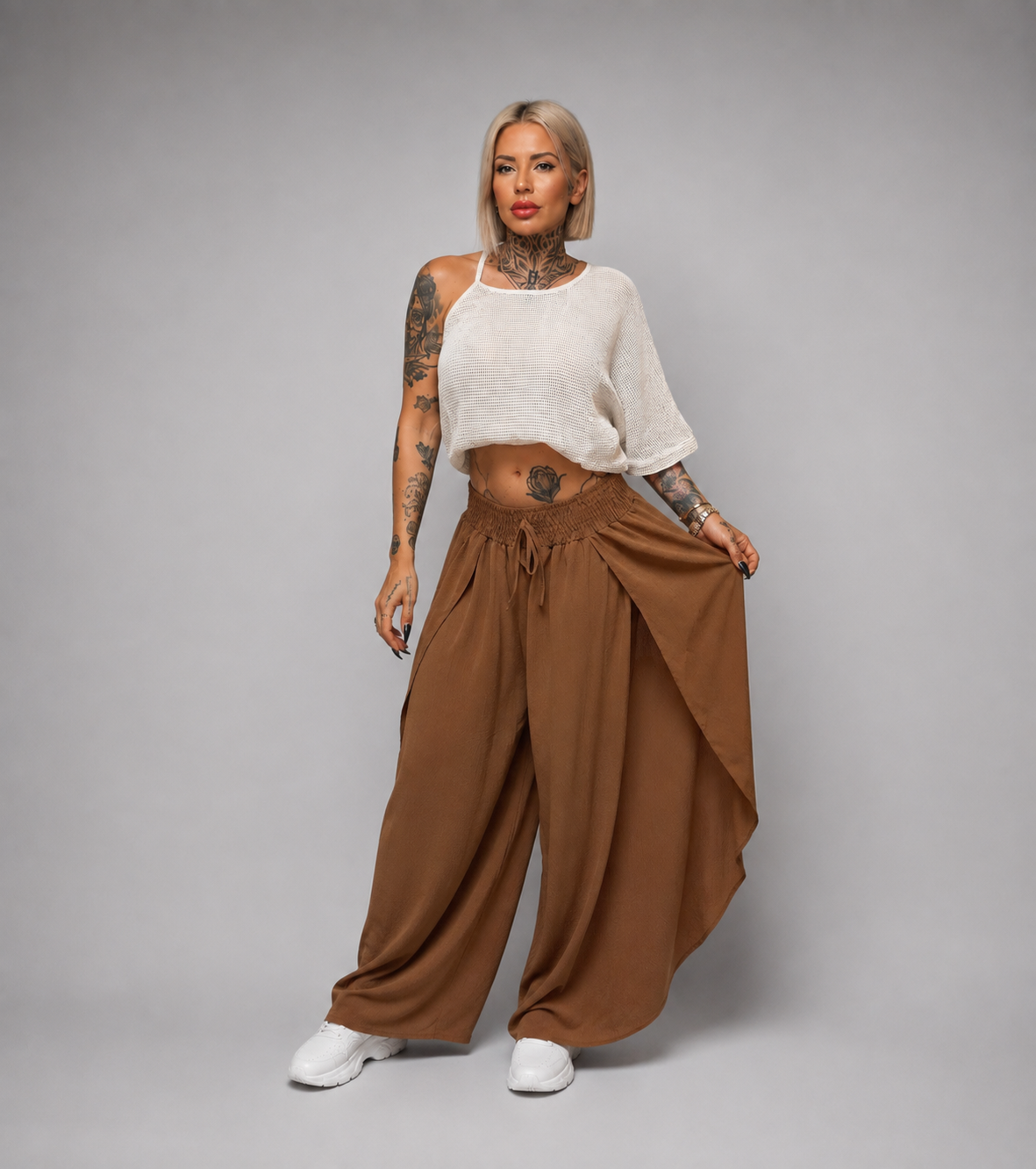Pantalón Fluido Palazzo con Apertura Lateral