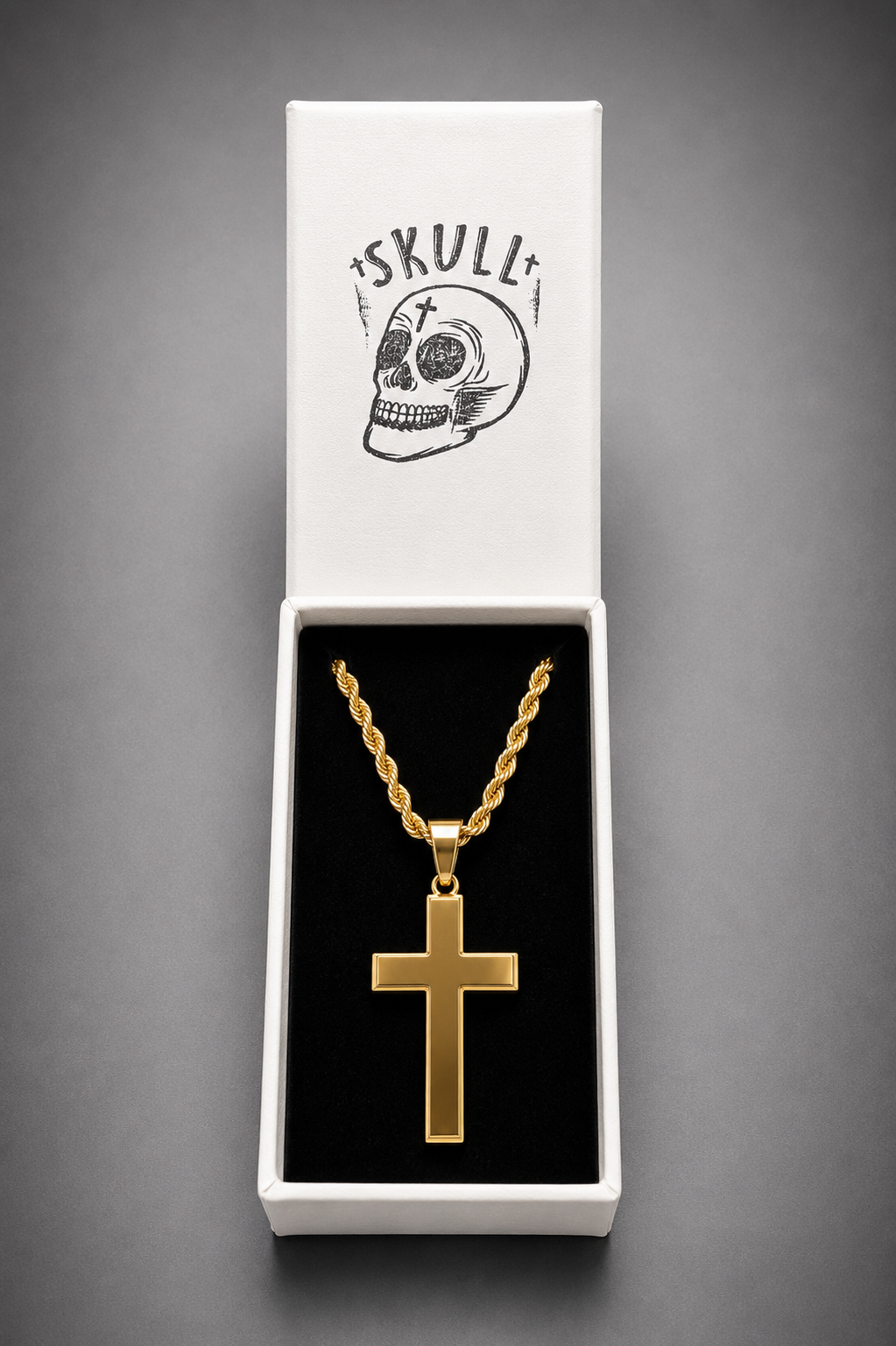Collar Cruz Dorada de Acero Inoxidable
