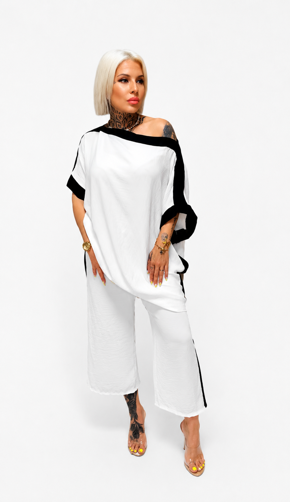 Conjunto Bicolor de Blusa Oversize y Pantalón Recto