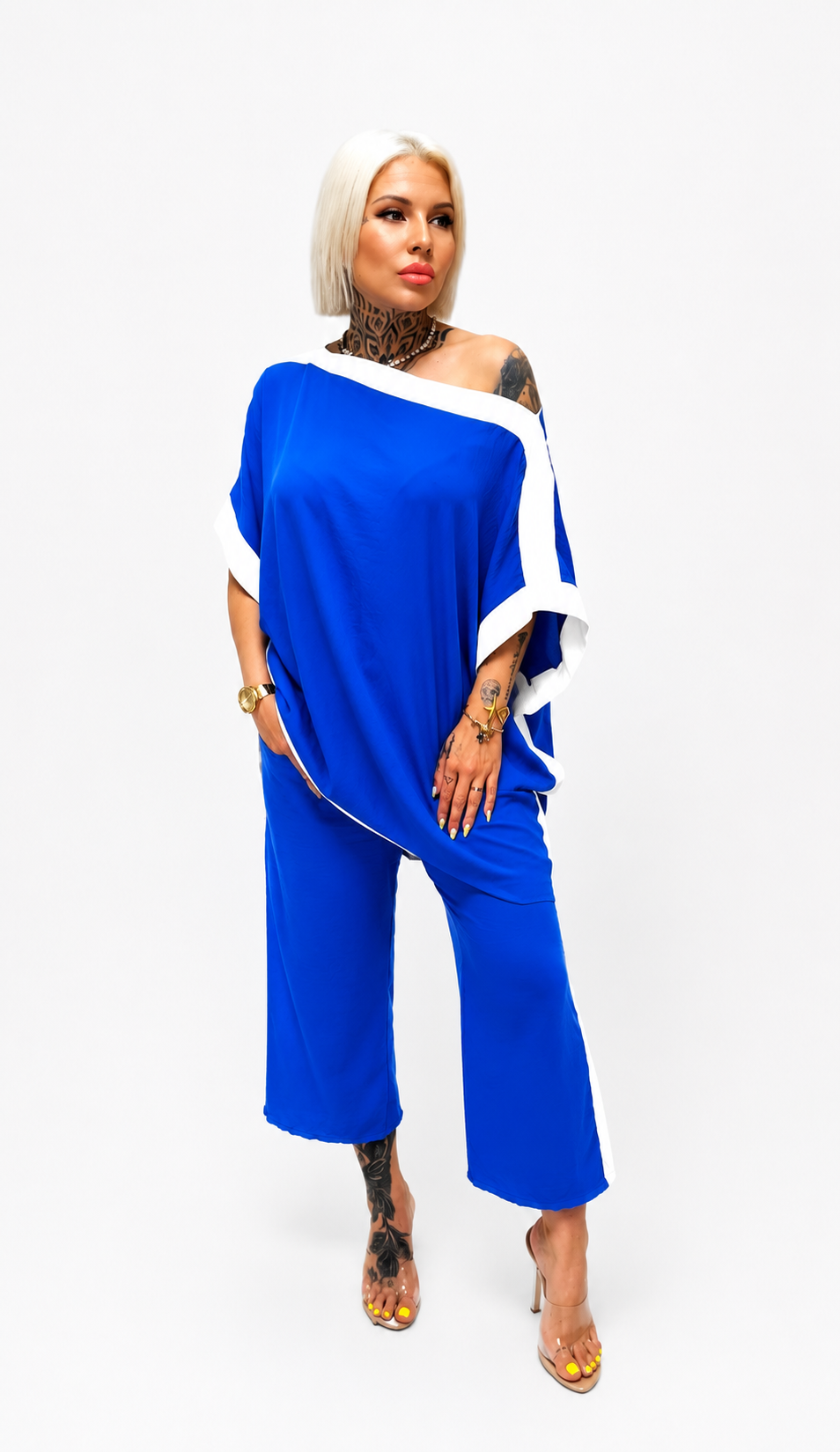 Conjunto Bicolor de Blusa Oversize y Pantalón Recto