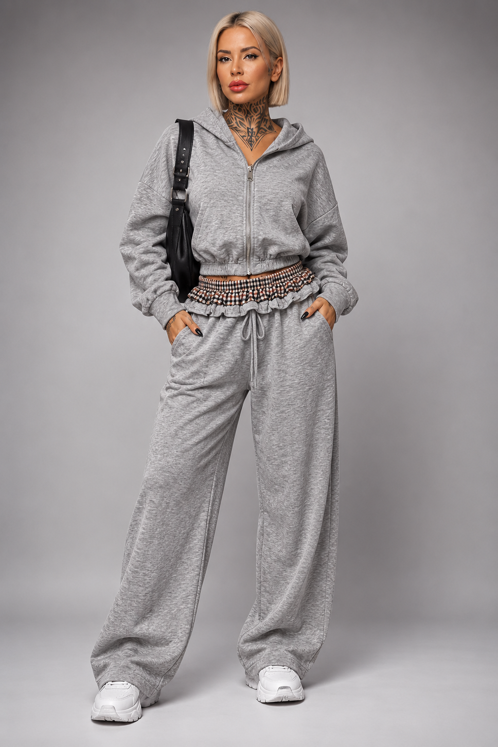 Conjunto Sport con Doble Cintura Vichy y Capucha