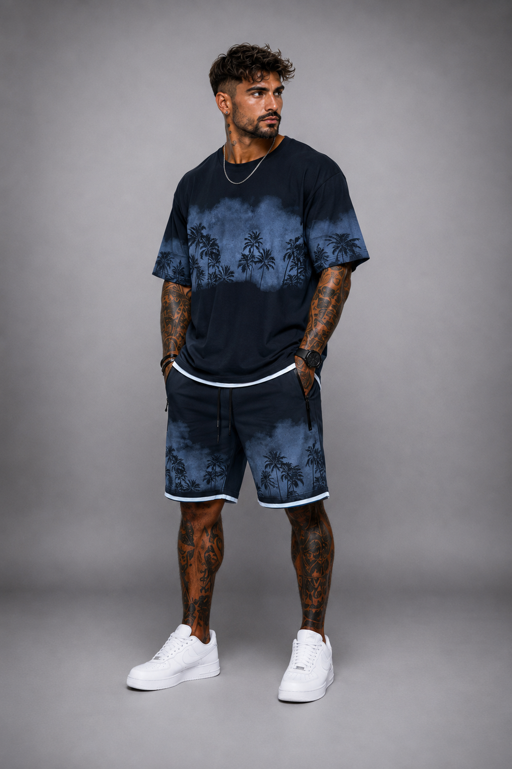 Conjunto Hombre Palmeras Camiseta y Bermuda