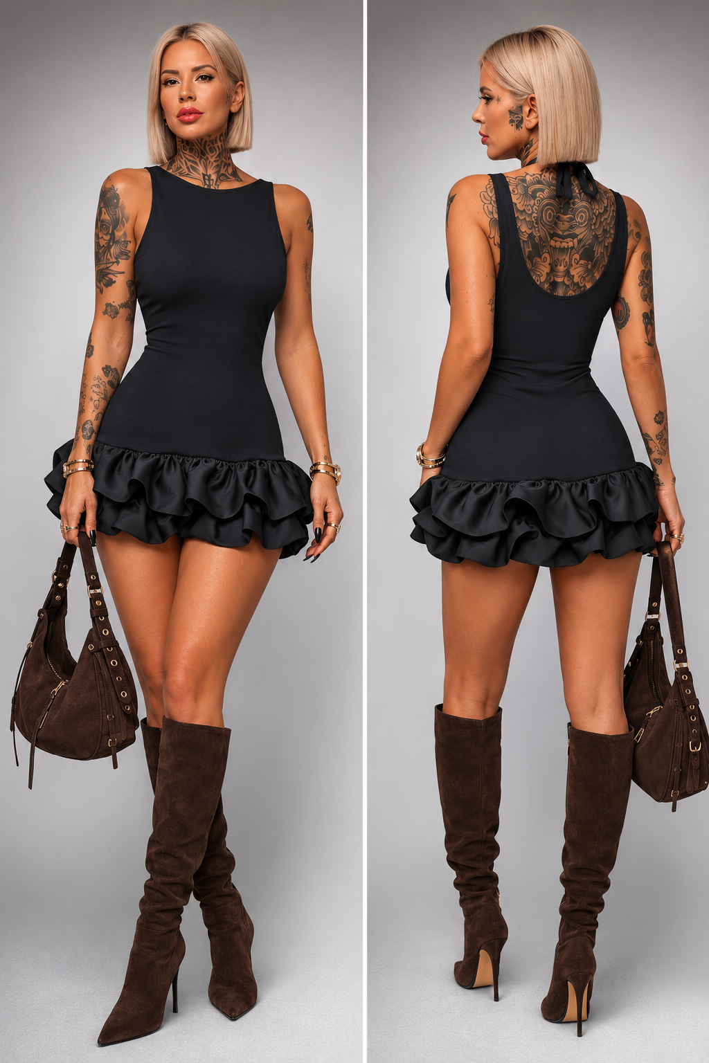 Vestido Corto con Volantes