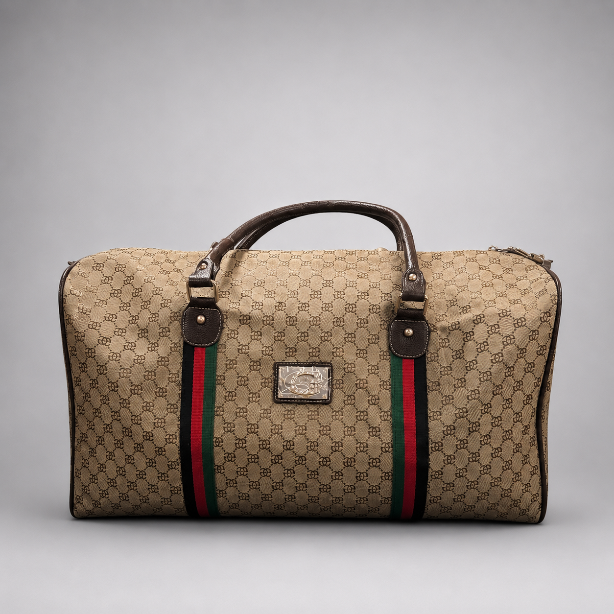 Bolsa de Viaje Monogram Beige con Detalles Tricolor