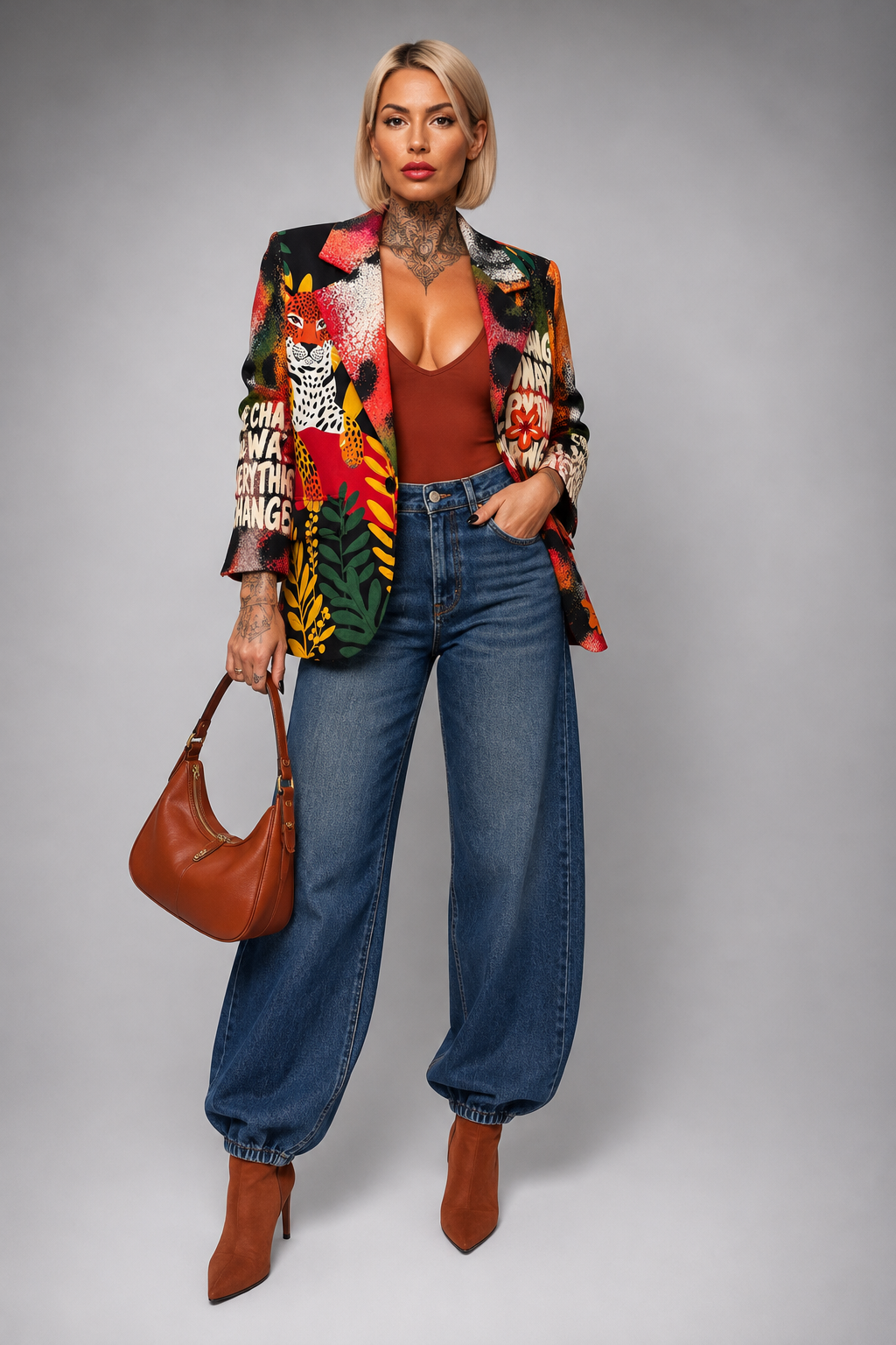 Americana Oversize Estampada Multicolor