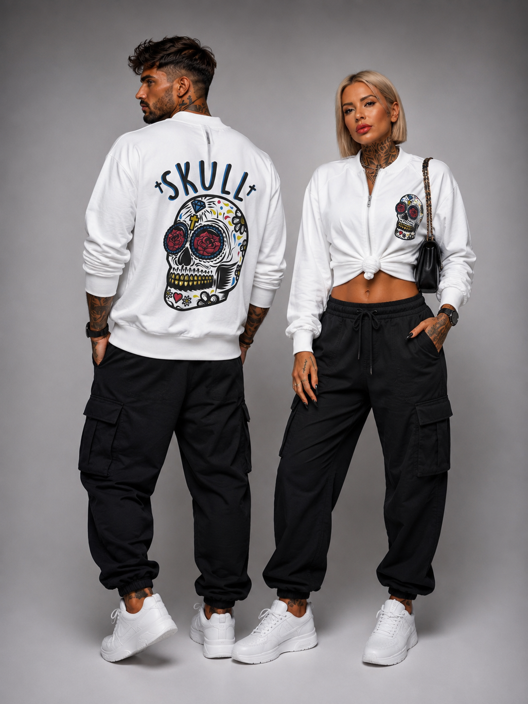 Bomber Skull Calavera Mexicana Blanca