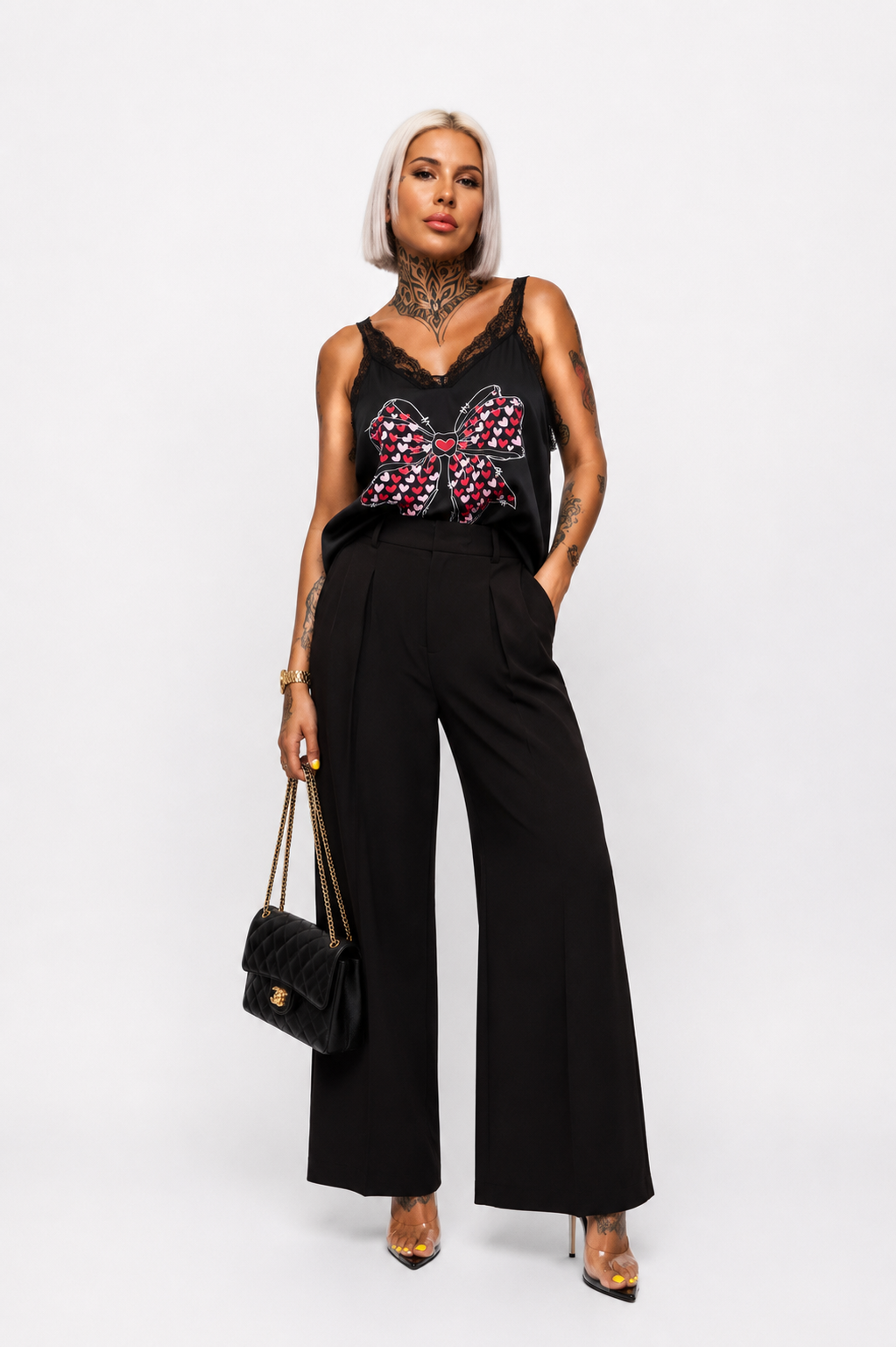 Camiseta Lencera de Punto Frío con Estampado de Lazo