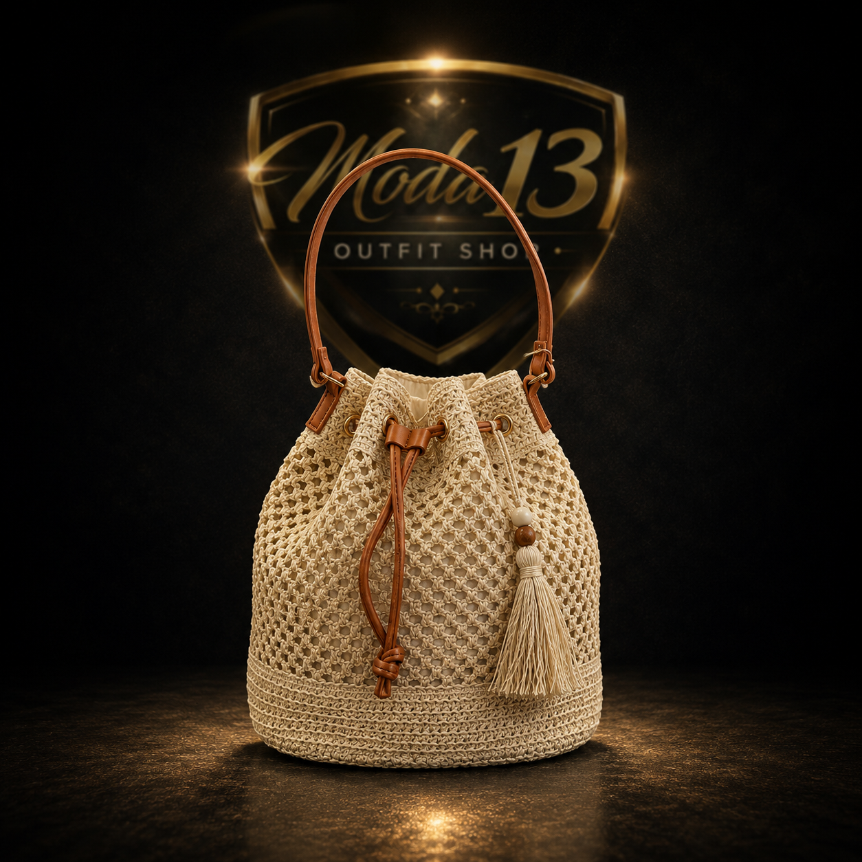 Bolso Saco de Rafia con Borla Decorativa