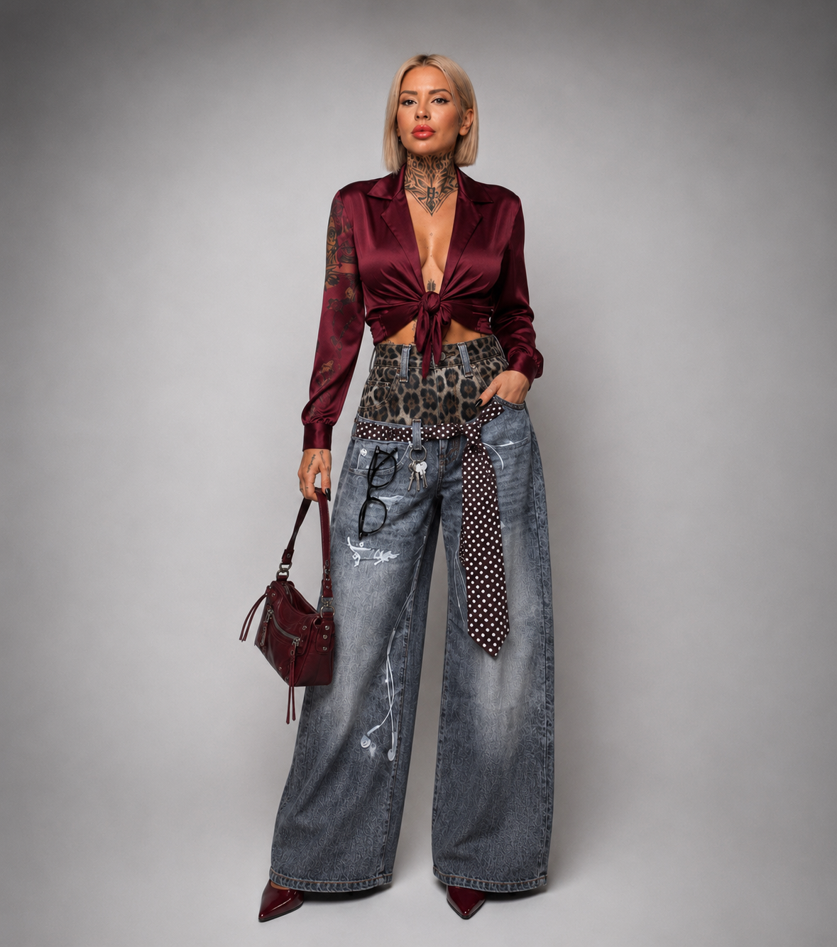 Pantalón Vaquero Wide Leg Animal Print