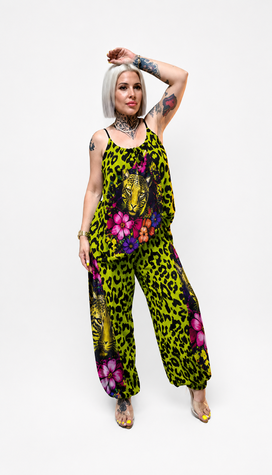 Conjunto Leopardo Floral con Pantalón Bombacho