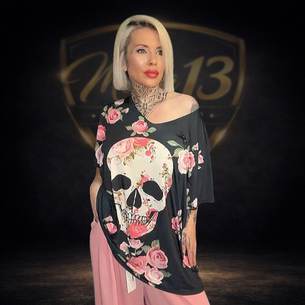 Camiseta Calavera Floral